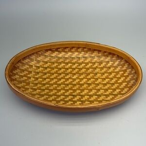 Vintage Woven Bamboo Basket Tray